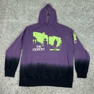 The Exorcist Hoodie Mens 2XL Purple Pullover Sweatshirt Fleece Graphic Horror